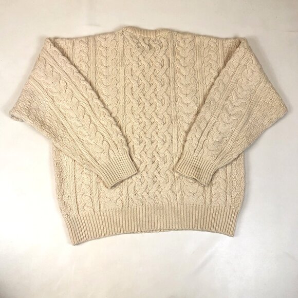 Inis Crafts Mens Merino Wool Fisherman Crewneck Sweater Made in Ireland Large - Picture 4 of 6